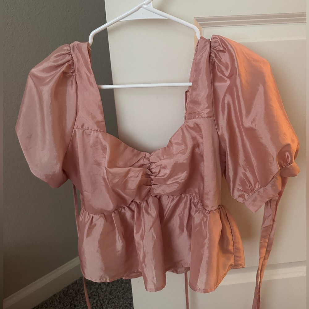 Altar'd State Blush Pink Puff Sleeve Blouse